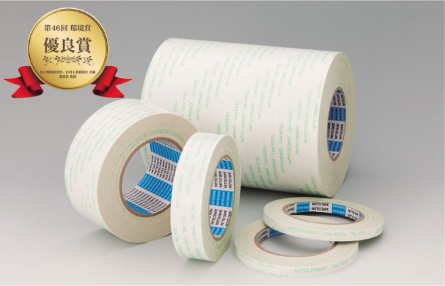 Low VOC double-sided tape No. 512 uses a flexible adhesive, giving it excellent rough-surface adhesion.